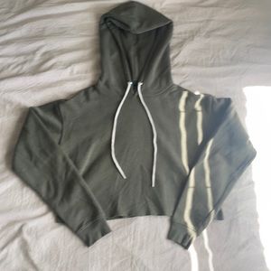 Olive green cropped hoodie